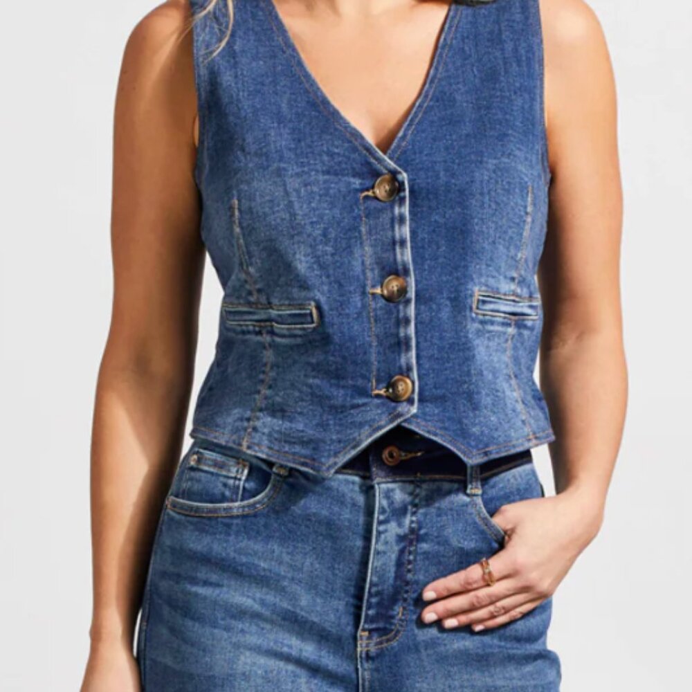 Tribal Jean Button Up Vest Size Medium
